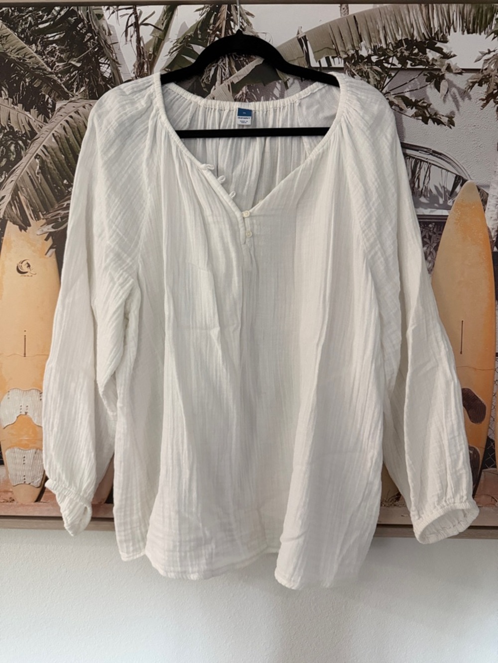 Old navy Relaxed White Cotton Peasant Blouse - Lightweight Women's Top